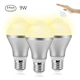 Motion Sensor Light Bulb, 9W E26/E27 Smart PIR LED Bulb Warm White (3000k) Motion Detector Auto On/Off Night Lights Indoor&outdoor for Front Door Garage Carport Basement Corridor Hallway Stairs Attic