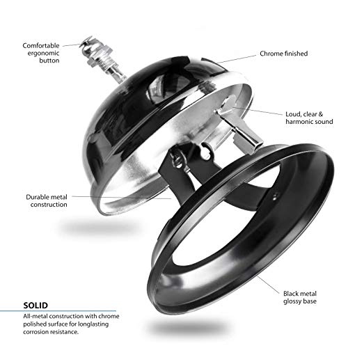 image for Deke Home Call Bell Chrome Finish. Hand front desk ringing bell servic