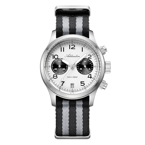 ADDIESDIVE 39 MM Chronograph Watch Panda Dial Quartz VK64 Movement Synthetic Sapphire Super Lume 100 M Mens Waterproof Watches Comfortable Nylon Strap