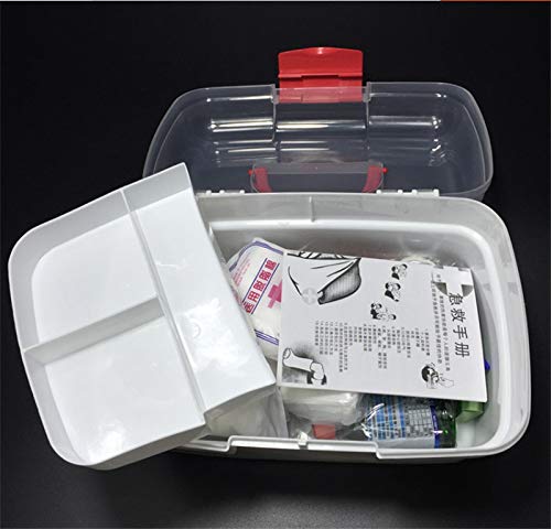 Empty First Aid Kit Family Medicine Chest Storage Box Household Plastic Drug Holder Case Medicine Cabinet (Red-Big Size) - Thumbnail 3