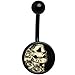 Body Candy Unisex Adult Black Glow in The Dark Katrina Sugar Skull Belly Button Ring