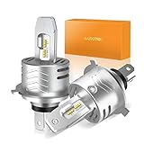 H4 LED Headlight Bulbs Conversion Kit AUXITO H4 9003 Replacement Lamps 6000K Xenon White 12000lm Per Pair All-in-One 1:1 Design, Pack of 2