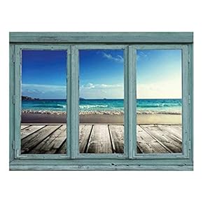 Wall26 - Dock View of Perfect Blue Ocean Waves Coming Ashore - Wall Mural, Removable Sticker, Home Decor - 24x32 inches