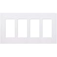 Lutron Claro 4 Gang Decorator/Rocker Wallplate, Gloss, White (1-Pack) | CW-4-WH
