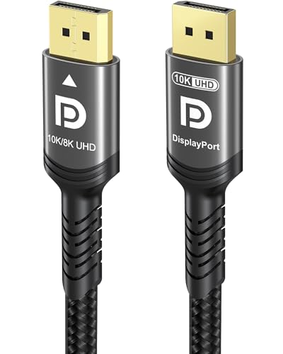 Ubluker 10K 8K 4K DisplayPort 2.1 Kabel 54Gbps 15M, Zertifiziertes DP zu DP Kabel 4K 240Hz 165Hz 144Hz 120Hz 10K 8K 60Hz Nylon Geflochten UHBR HDCP2.3