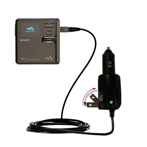 Unique Gomadic Car and Wall AC/DC Charger designed for the Sony MD WALKMAN MZ-RH - Two Critical Functions, One Great Charger (includes Gomadic TipExchange)