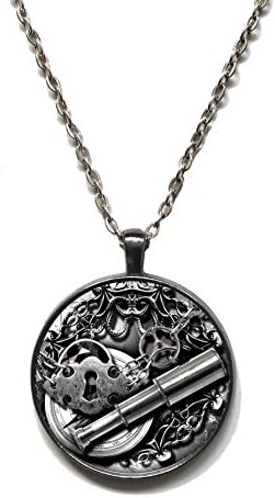 Victorian Vault Steampunk Gears Art Gothic Industrial Pendant on Chain (Spyglass Lock)