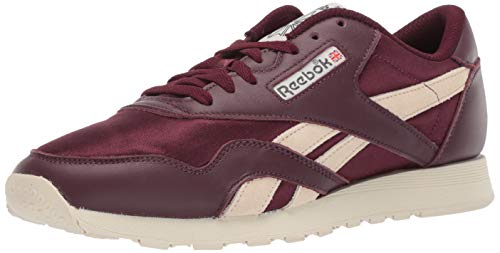 Reebok Men's Classic Nylon Sneaker, Maroon/Paper White/True Grey, 3 M US