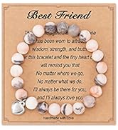 HGDEER Natural Stone Friendship Bracelet, Meaningful Gifts for Women Girls with Gift Message Card
