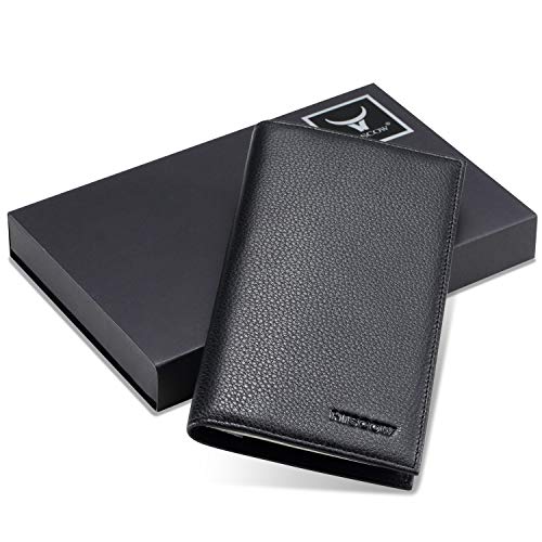 HISCOW Minimalist Checkbook Cover - Full Grain Leather (Pebbled Black)