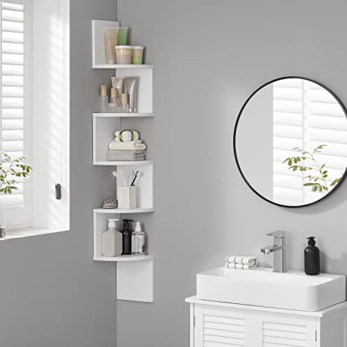 VASAGLE Corner Shelf Wall Mount, 5Tier Floating Wall Shelf, Corner