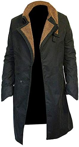 Vicenzia Leather Blade Runner 2049 Officer K (Ryan Gosling) Trench Cotton Coat Costumes | Mens Long Coat Dark Green