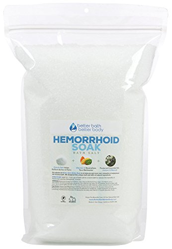 Hemorrhoid Sitz Bath Soak 8-Lbs (128oz) Epsom Salt With Niaouli, Geranium, Lavender, Frankincense, & Juniper Essential Oils & Vitamin C Crystals - Natural Hemorrhoid Treatment, Fissures, & Postpartum