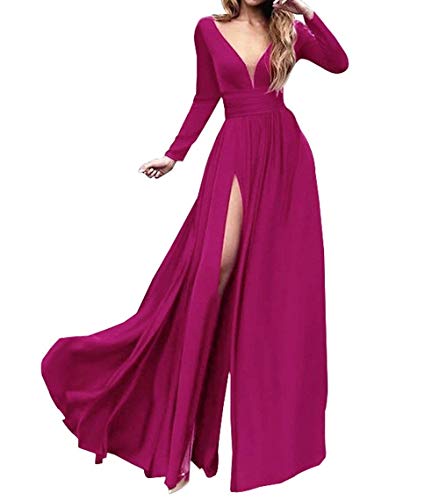 long sleeve fuchsia dress