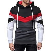 kaifongfu Men Long Sleeve Tops, Outwear Hoodie Stitching Color Coat Jacket Sport Tops (Patchwork Black, L)