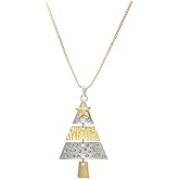 Hebelee Christmas Tree Pendant Necklace for Women Gold-Toned Star Xmas Statement Choker Snake Chain Necklaces Adjustable Fashion Lightweight Thanksgiving Holiday Jewelry 18 Inches