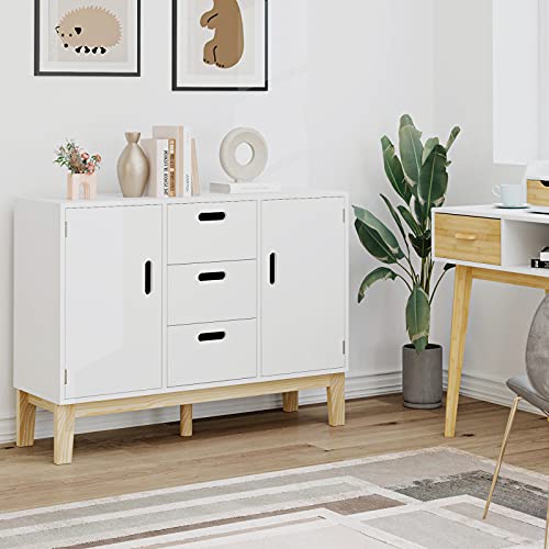 HOMECHO Sideboard Storage Wood Accent Cupboard Table, Kitchen