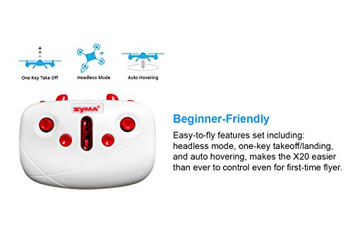 Tenergy Syma X20 Mini Headless Quadcopter RC Drone with Stunt Altitude Holding for Beginner (White)