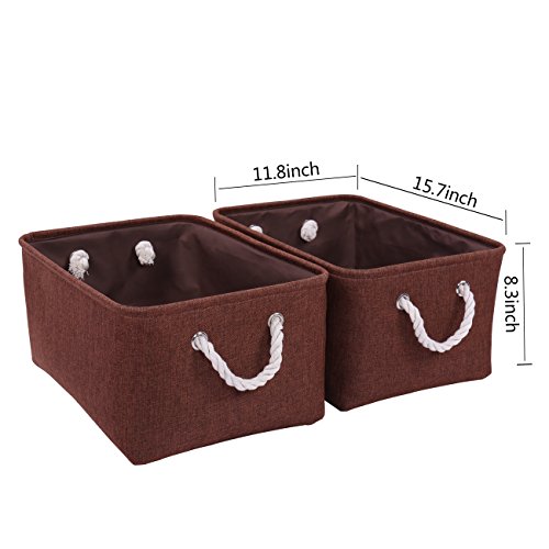 image for TheWarmHome Foldable Storage Basket with Strong Cotton Rope Handle, Co