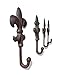 GASARÉ, Key Holder for Wall Mount, Cast Iron Key Hook, Fleur de Lis Design, Screws and Anchors, Large Size of 5 x 3¼ Inches Each, Brown, 4 Units