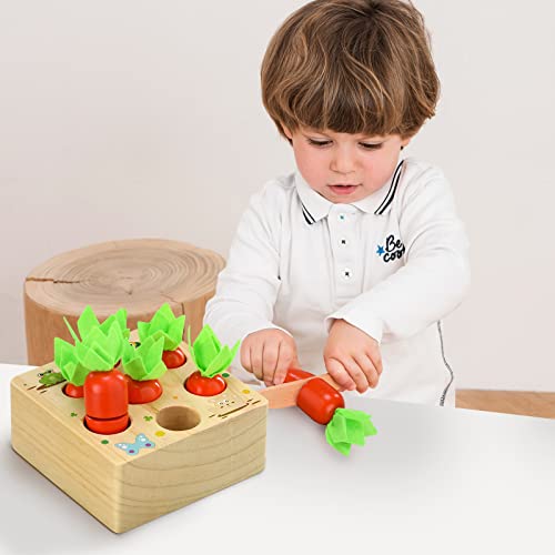 Mikabili Carrot Harvest Game Wooden Toy for Baby Montessori Toy Educational Shape Sorting