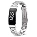 Shangpule Compatible for Fitbit Inspire & Inspire HR Bands, Stainless Steel Metal Replacement Strap Bracelet Wrist Band Accessories for Fitbit Inspire Women Man Large Small (Silver)