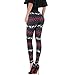Ensasa Womens Autumn Winter Snowflake Graphic Printed Stretchy Leggings Pants, Black Red Reindeer Medium