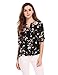 Zeagoo Women's Casual Solid Chiffon Floral Blouses V Neck Cuffed Sleeve Shirts Button Up Top