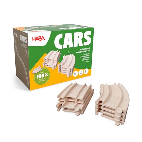 HABA Cars Expansion Set - 8 Pieces of Track - Sustainable Made from Recycled Wood - for Children from 2 Years