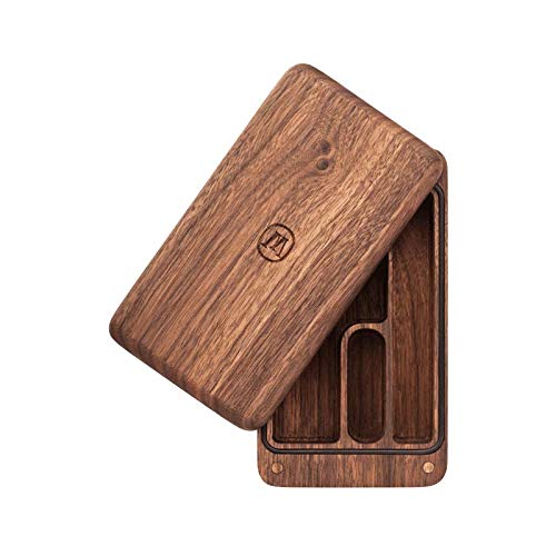 Marley Natural American Black Walnut Small Joint and Cigarette Holder Case with Compartments with Magnetic Closure
