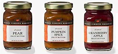 Sticky Fingers All Natural Fruit Butters Pumpkin Spice, Cranberry Apple, & Pear Flavors Pack of 3