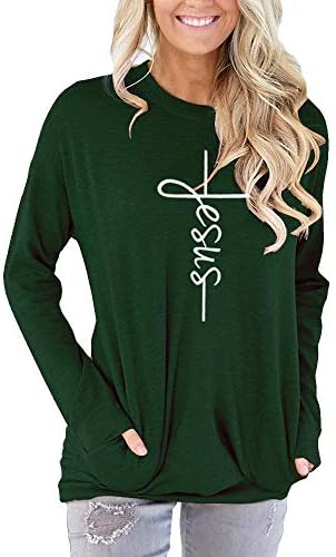 shifeier Women's Casual Round Neck Long Sleeve T-Shirts Tops Blouse with Pocket