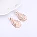 Everrich Bing-bling Pink Solitaire Oval Opal Rose Gold Plated Wedding Necklace Earrings Sets Gifts for Womens, 2 Pcs, Pink