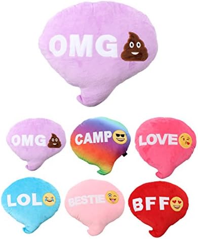 Chat Bubble Text EMOJICON Throw Cushion Stuffed Plush Pillows OMG