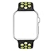 BRG Apple Watch Band 38mm, Soft Silicone Sport Band iWatch Strap with Ventilate Perforations for Apple Watch Series 1, Series 2 Nike+, All Models - M/L, Black/Volt