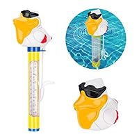 Kyrieval Swimming Pool Float Thermometer Cartoon Type,spa Pool,Bath Water,Hot Tubs, Aquariums,Fish Ponds,Baby Pool Thermometer,Fahrenheit and Celsius(Duck/Crocodile/Shark (Duck)