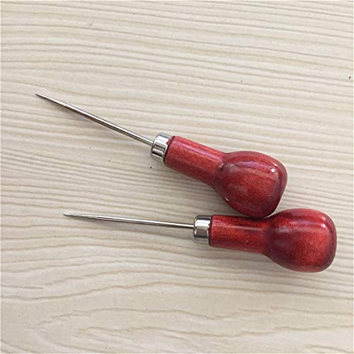 Tcplyn Premium Quality Wooden Handle Clickers Awl Wood Awl Tool Pin Handmade Awl with Wooden Handle Spiked Metal Tool Pointed Blade for Indenting Stitching Punching Holes DIY Garden Hand Tools