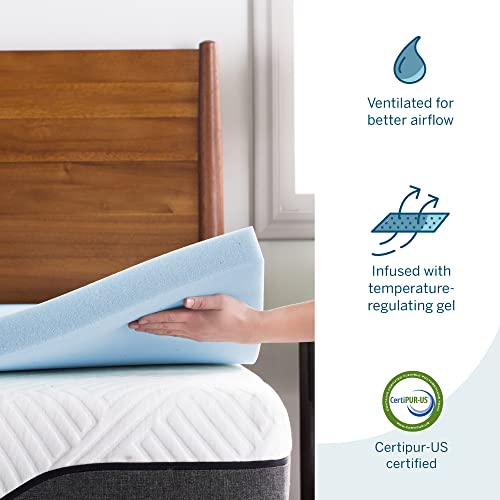 Lucid 2 Inch Mattress Topper Twin Gel Infused Memory Foam Memory