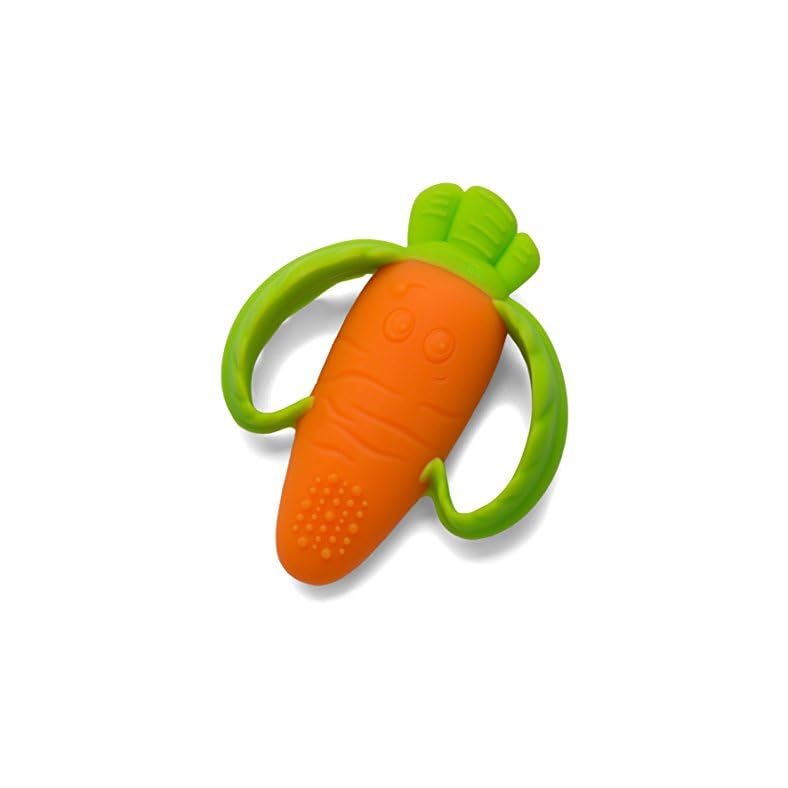 Infantino Lil’ Nibbles Textured Silicone Teether -Sensory Exploration and Teething Relief with Easy to Hold Handles…