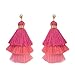 idealway 3 Layered Colorful Womens Stylish Earrings Bohemian Style Summer Tassel Drop Earrings (Pink)