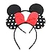 Finex Mickey Minnie Mouse Costume Deluxe Fabric Ears Polka Dot Headband Set Of 2 (Mickey+Minnie)
