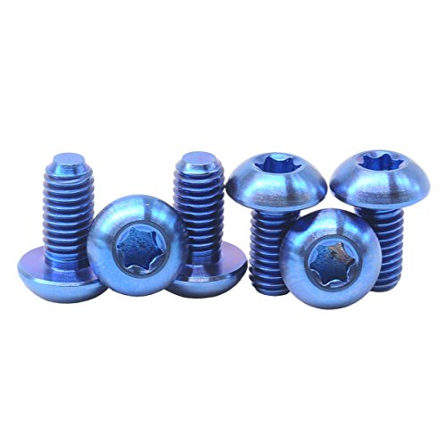 M5X10 Ti Titanium Bolt Torx Mountain Mtb Bike Bicycle Disc Brake Rotor Screws 6 Packed Blue