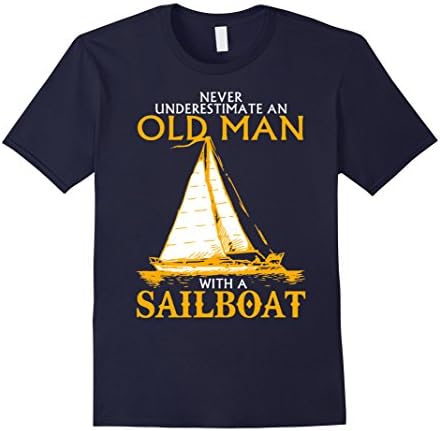 Men's Old Man with a Sailboat T-Shirt Large Navy