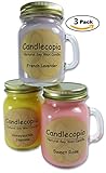 Candlecopia Honeysuckle Jasmine, French Lavender and Sweet Rose Strongly Scented Sustainable Vegan Natural Soy Candles, Mini Mug 3-Pack