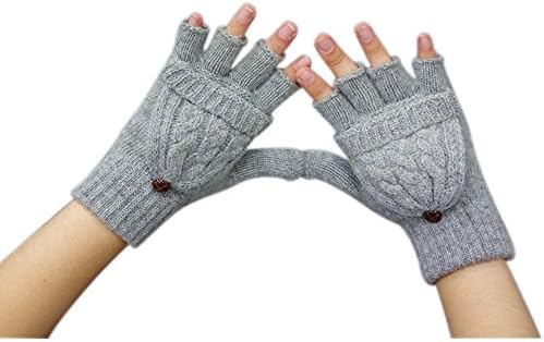DUYI Premium Unisex Stretchy Knit Gloves, Warm Half Finger, 1 Pair, Gray