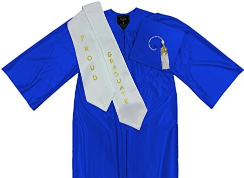 CollegeFashion Kindergarten Graduation Gown, Cap, Stole, Bling Year Charm Tassel, Shiny Packages, size 36, blue