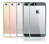 iXCC Pilot Series Apple iPhone 5/5s/SE Value Pack Combo 5pc Slim Thin Transparent TPU Cover Case with Crystal Clear Back Plate and Rubber Bumper