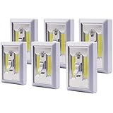 Super Bright Switch-Battery Operated LED Night Lights,COB LED Cordless Light Switch,Tap Light,Touch,Night,Utility,Wall Wireless Mount Under Cabinet,Shed,Kitchen,Garage,Basement and More (6 Pack)