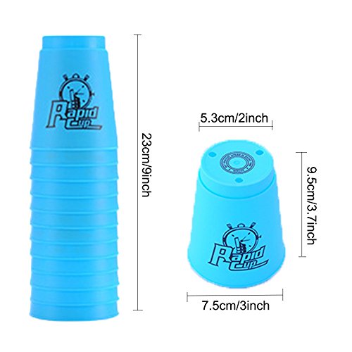 Quick Stacks Cups 12 Pack of Sports Stacking Cups Speed Training Game Challenge Competition Party Toy with Carry Bag(Blue)