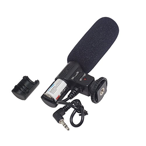 Riqiorod Camera Microphone Mic-01 3.5mm Digital Video on-Camera Recording Microphone for D-SLR Camera Canon EOS Rebel T6i Sony A7R Panasonic Olympus, Black